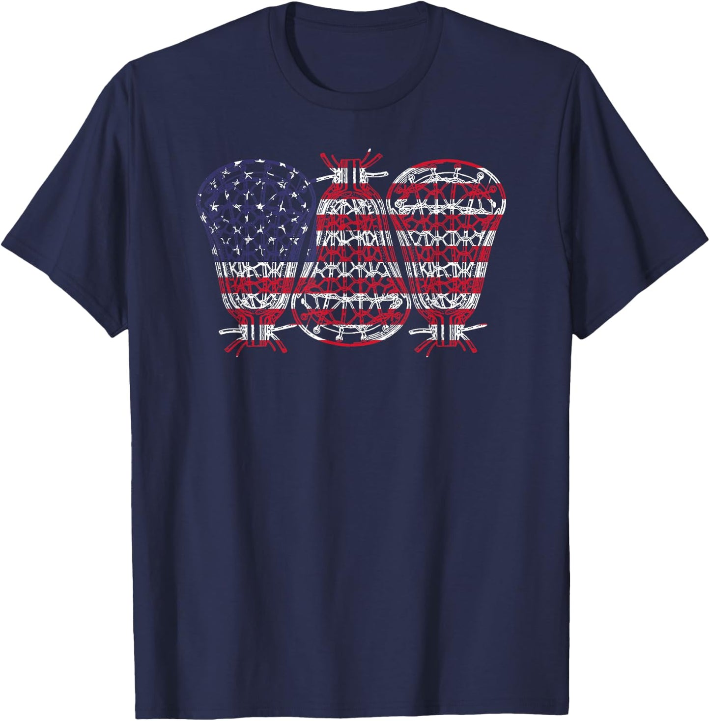 Lacrosse USA Flag Lacrosse Player men woman kids T-Shirt - T-Shirt | Navy