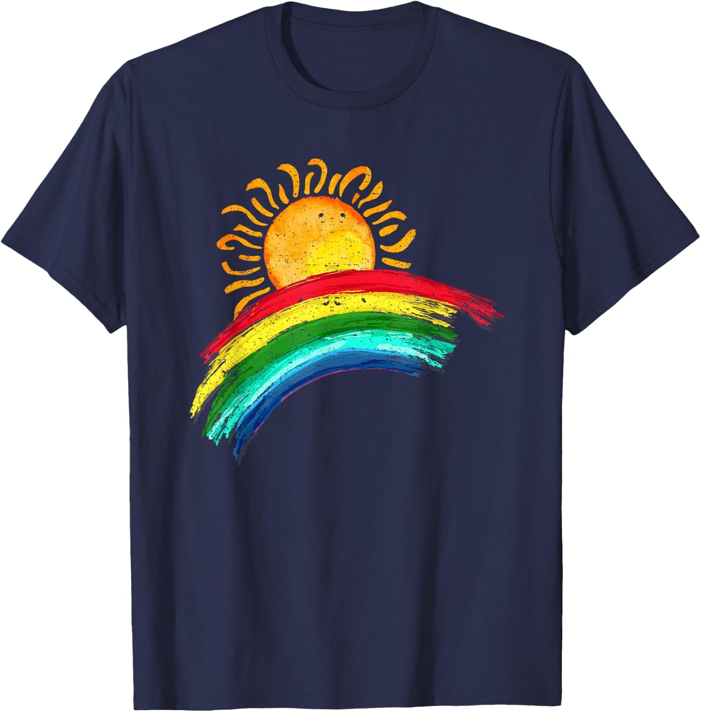 Sunshine and Rainbows Cute Distressed Gift T-Shirt - T-Shirt | Navy