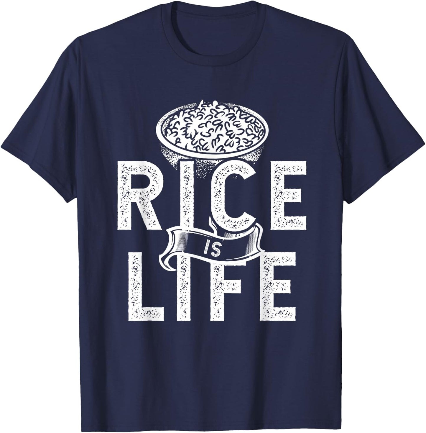 Cool Rice Is Life Art Men Women Asian Filipino Japanese Food T-Shirt - T-Shirt | Navy
