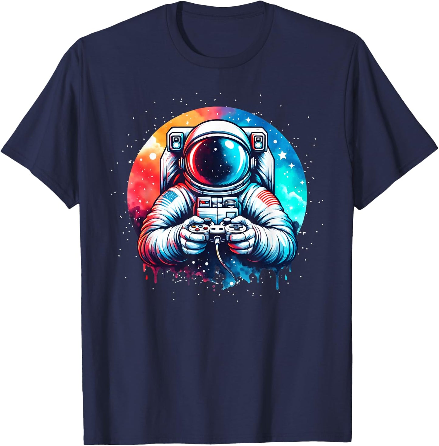 Funny Astronaut Space Gaming Planet Science Solar System T-Shirt - T-Shirt | Navy