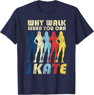 Cool Roller Skating Skate Girl 1970S Retro T-Shirt - T-Shirt | Navy