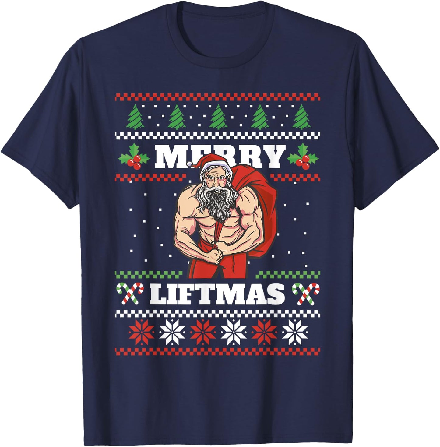 Santa Claus Weightlifting Christmas Fitness Gym Xmas Men T-Shirt - T-Shirt | Navy