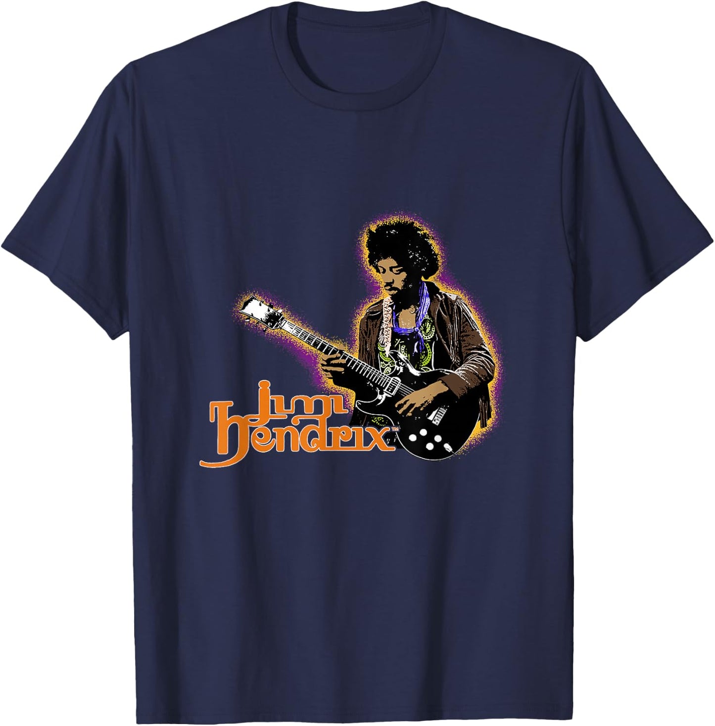 Jimi Hendrix Men's Autumn Glow Cotton Polyester Blend , Black, Small T-Shirt - T-Shirt | Navy
