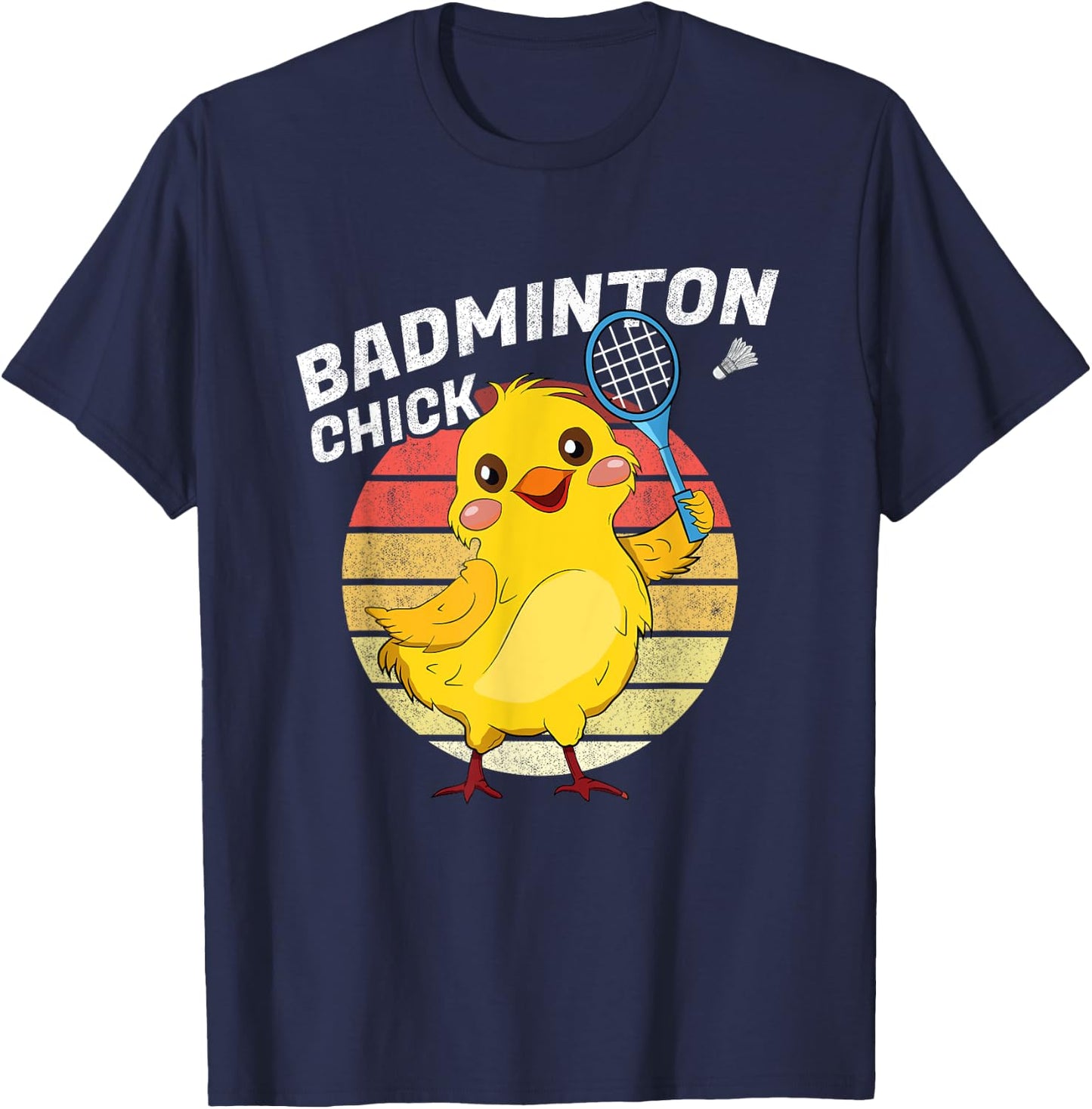 Badminton Chick Retro Chicken Birdie Women Badminton T-Shirt - T-Shirt | Navy