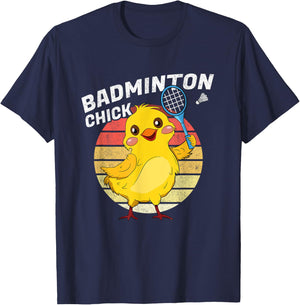 Badminton Chick Retro Chicken Birdie Women Badminton T-Shirt - T-Shirt | Navy