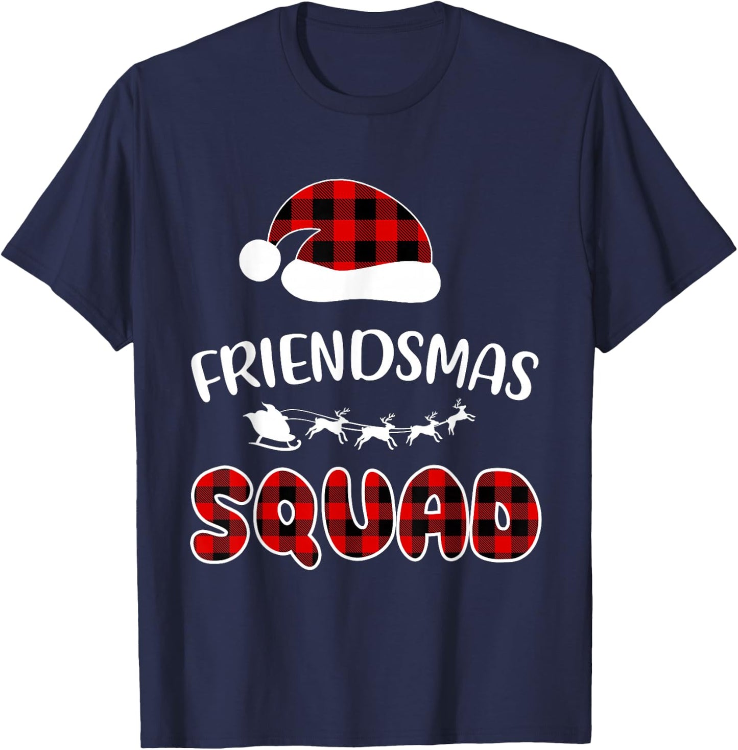 Friendsmas Squad Funny Xmas Light Family Matching Pajamas T-Shirt - T-Shirt | Navy