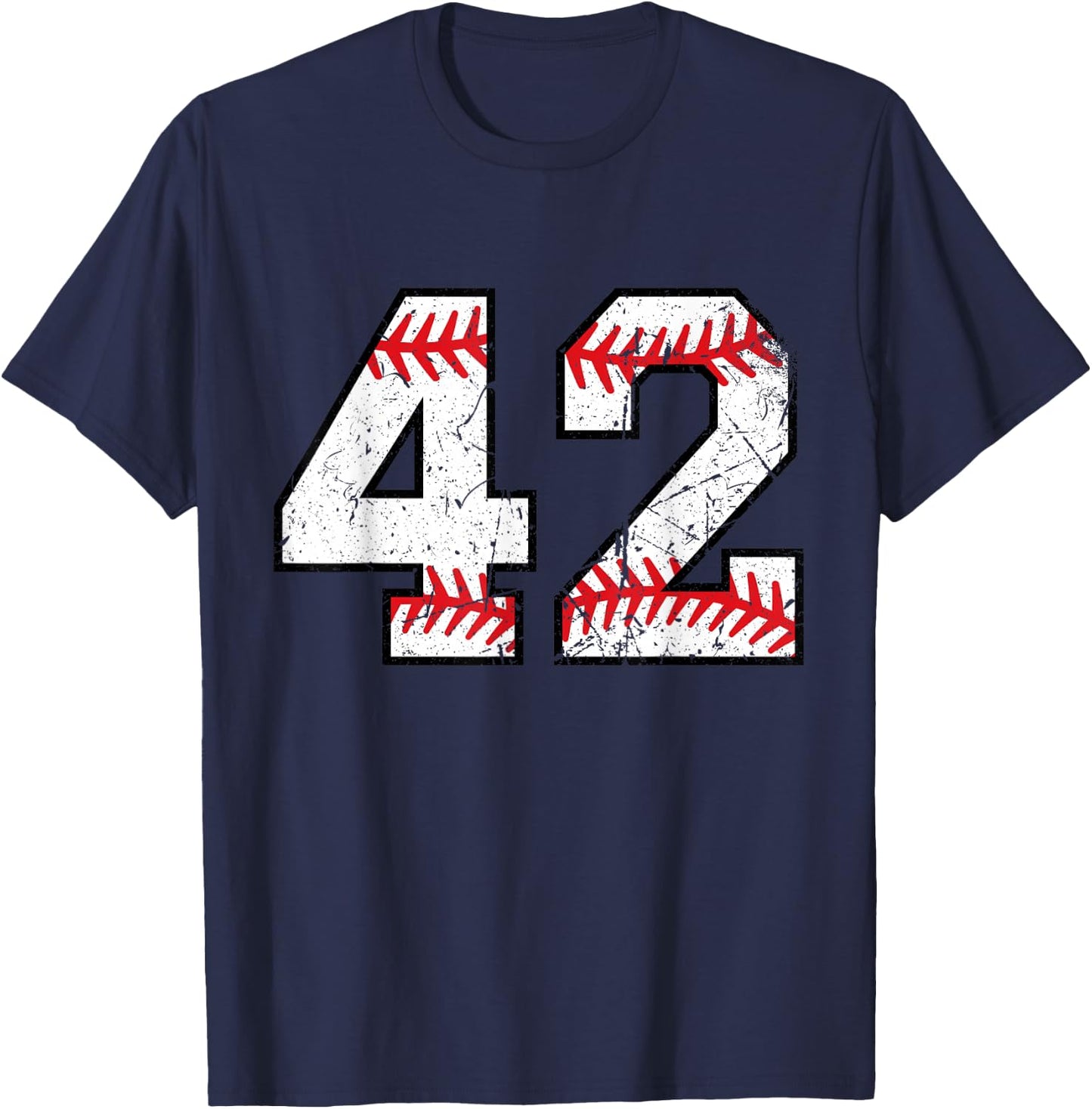 Number #42 Baseball Softball Varsity Vintage Number T-Shirt - T-Shirt | Navy