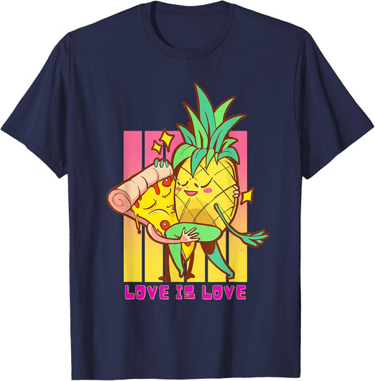 Pineapple Pizza Dancing Love Is Love Aloha Beach Hawaii T-Shirt - T-Shirt | Navy