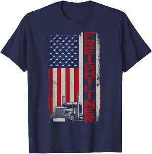 Trucker Truck Driver Halloween Pun Vintage Usa American Flag T-Shirt - T-Shirt | Navy