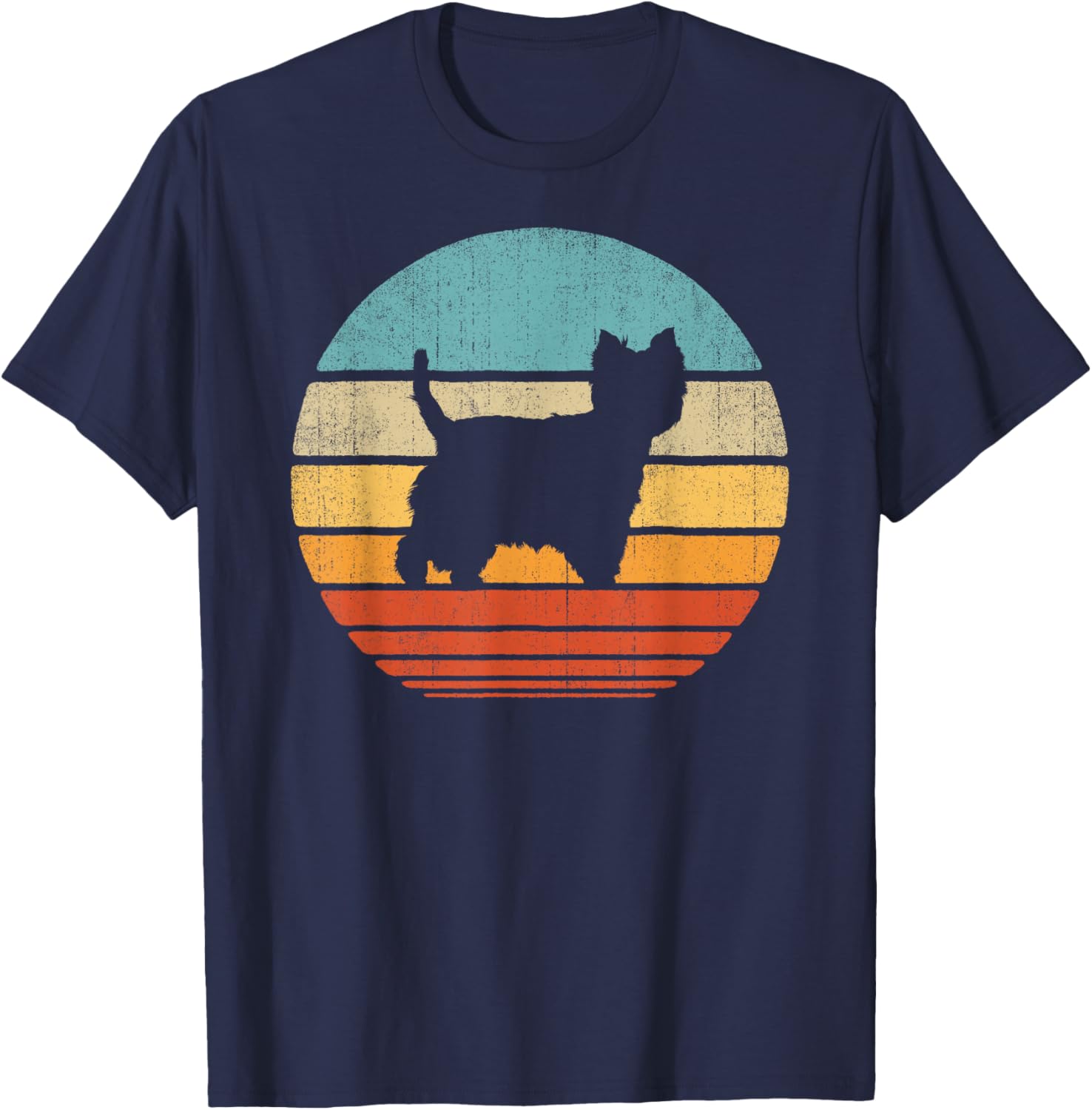 Westie West Highland White Terrier Retro Vintage Sunset Dog T-Shirt - T-Shirt | Navy