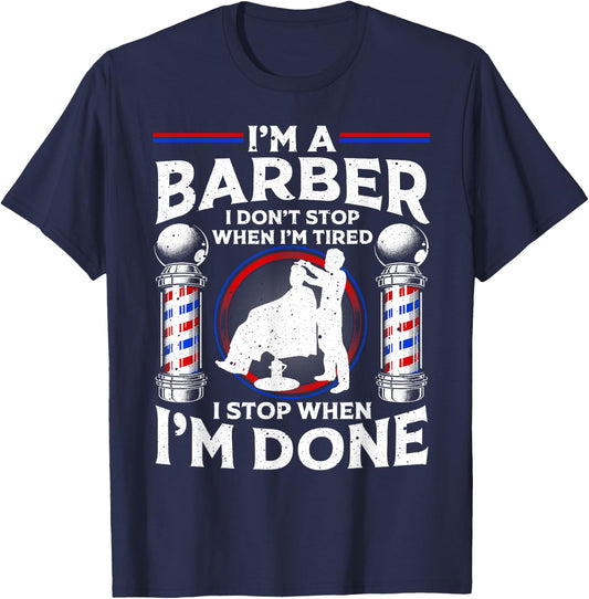 Funny Barber Designs Dad Hairstyling Humor Quote T-Shirt - T-Shirt | Navy