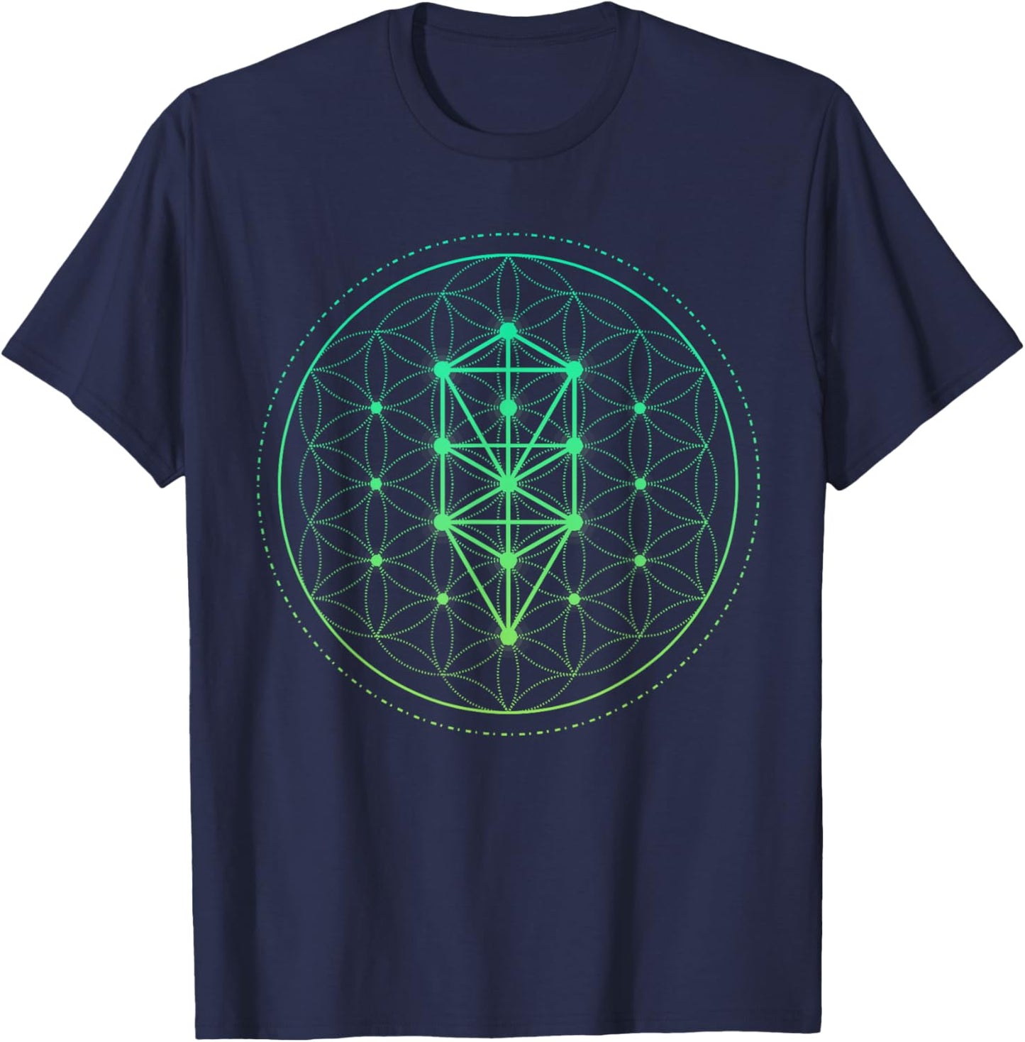 Watercolor Mandala Sacred Fractal Geometry Art Good Vibe T-Shirt - T-Shirt | Navy