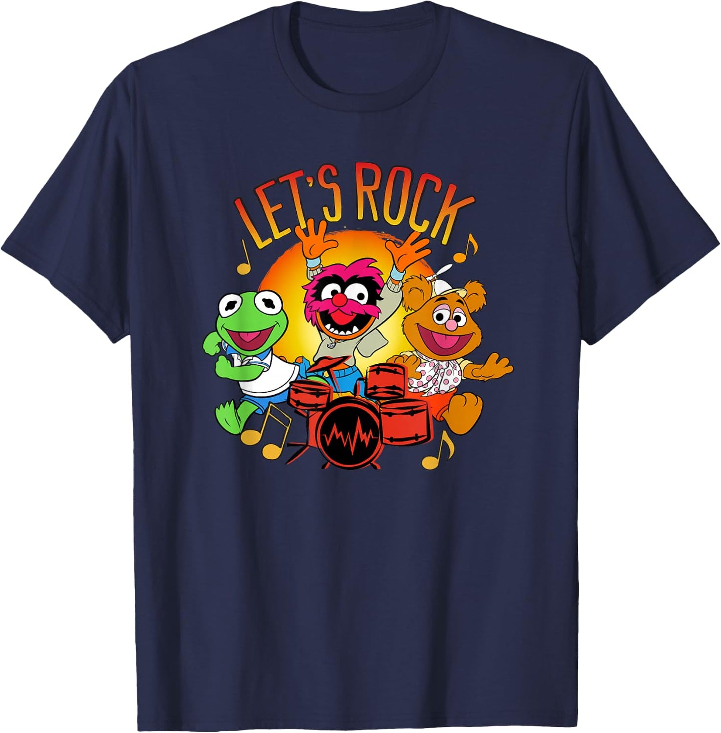 Muppet Babies - Kermit Fozzie Animal Let's Rock Group T-Shirt - T-Shirt | Navy