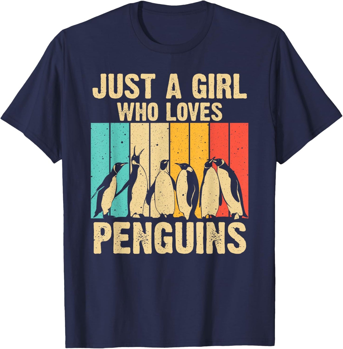 Cute Penguin Art Women Girls Kids Zoologist Penguin Lovers T-Shirt - T-Shirt | Navy