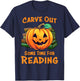 Funny Halloween Teacher Librarian Pumpkin Reading Books Men Women Kids T-Shirt - T-Shirt | Navy
