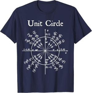Nerdy Unit Circle Trigonometry Calculus Math Teacher Geek T-Shirt - T-Shirt | Navy