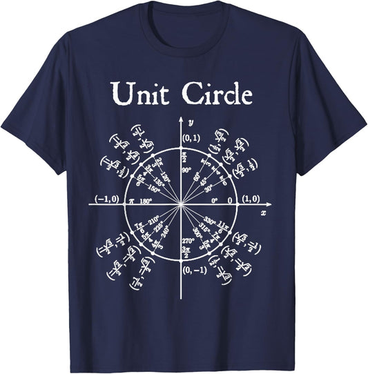 Nerdy Unit Circle Trigonometry Calculus Math Teacher Geek T-Shirt - T-Shirt | Navy