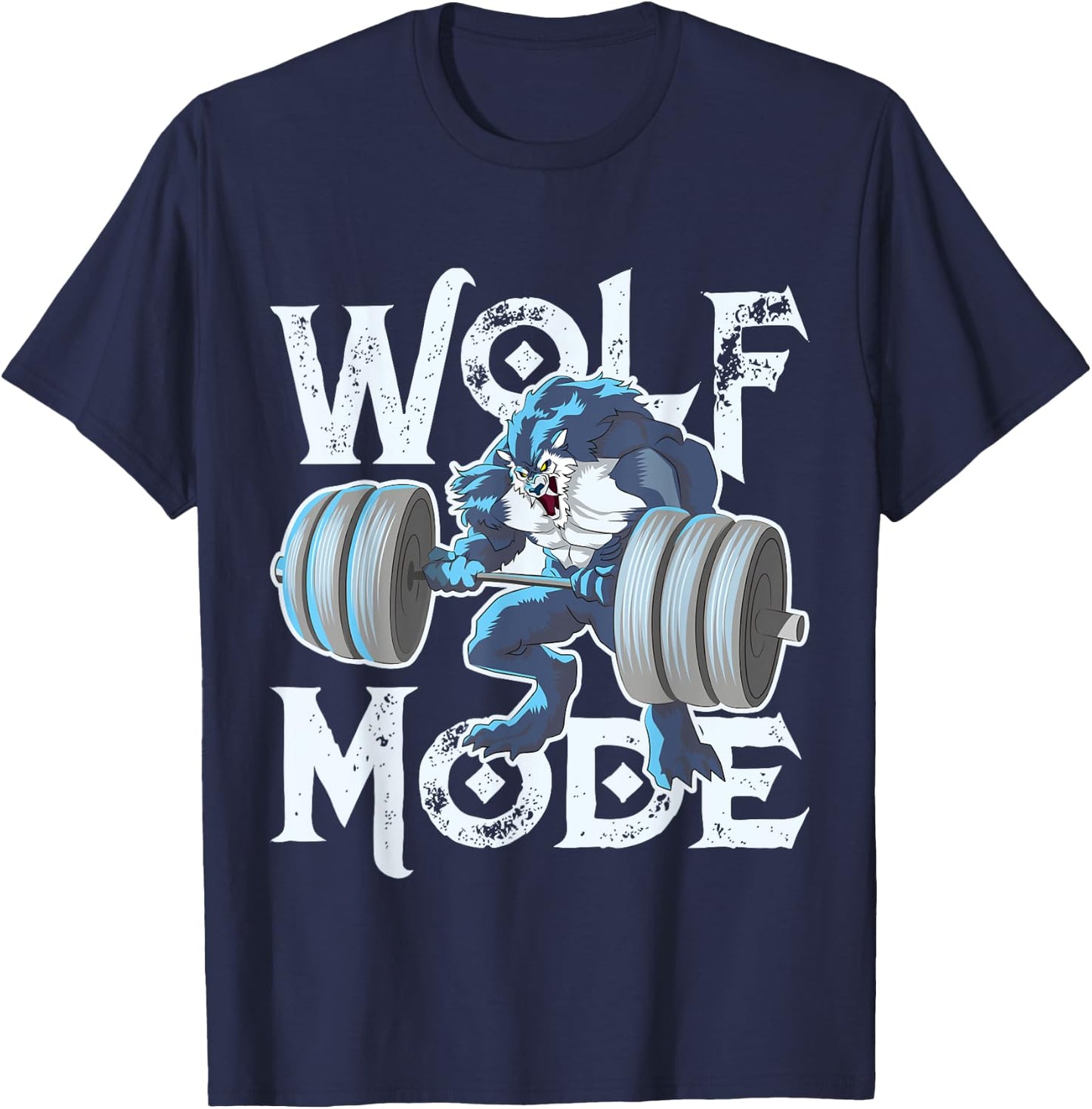 Wolf Mode Workout Lifting Weights Gym Beast Fitness Animal T-Shirt - T-Shirt | Navy
