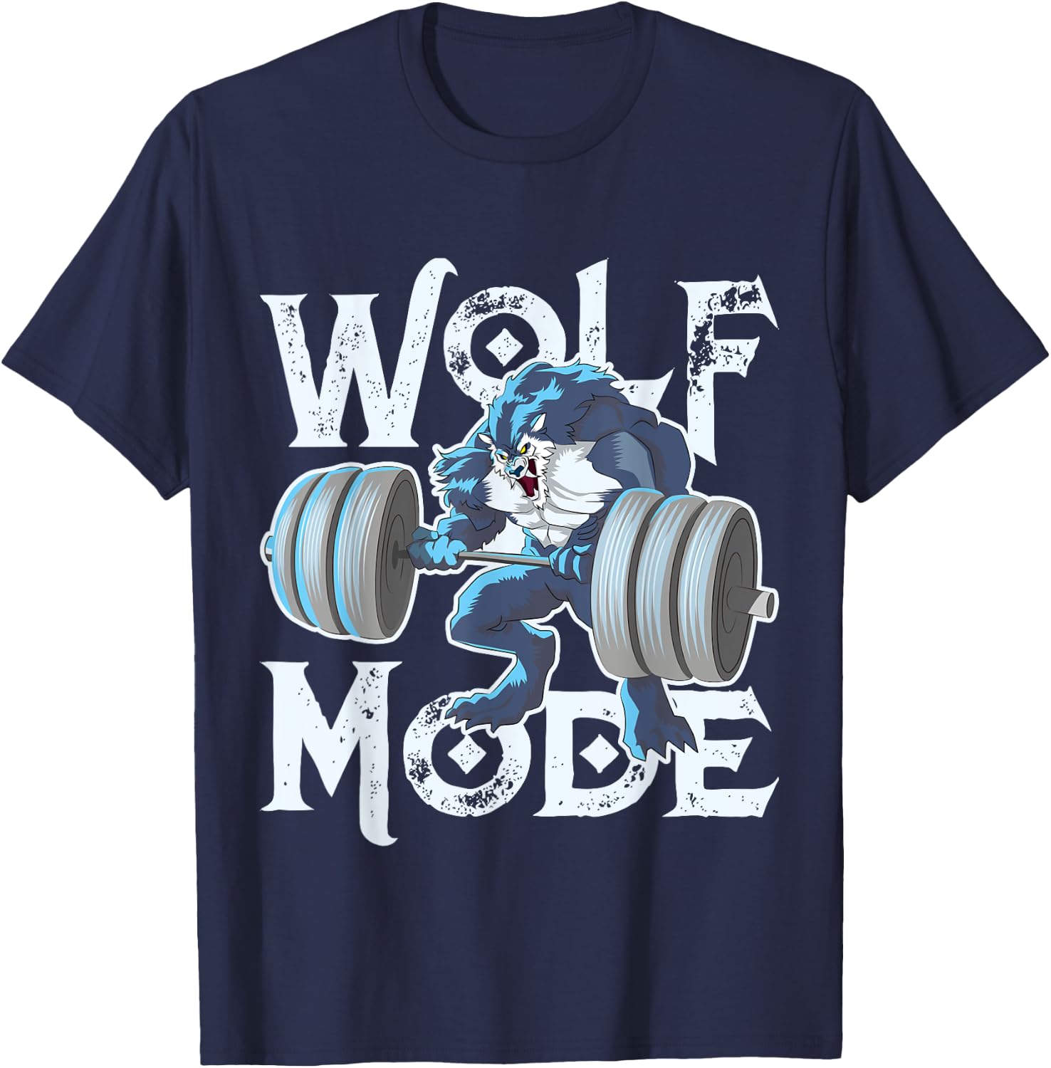 Wolf Mode Workout Lifting Weights Gym Beast Fitness Animal T-Shirt - T-Shirt | Navy