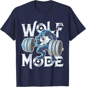 Wolf Mode Workout Lifting Weights Gym Beast Fitness Animal T-Shirt - T-Shirt | Navy