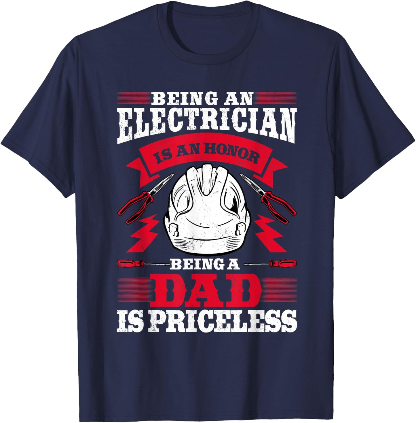 Electrician Dad Electronics Technician Electrical Wireman T-Shirt - T-Shirt | Navy