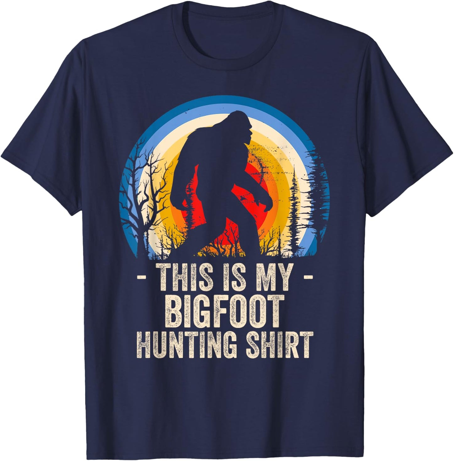 Finding Bigfoot Co Bigfoot Hunting - Men's Classic Fit Black Short Sleeve Cotton Polyester - Small T-Shirt - T-Shirt | Navy