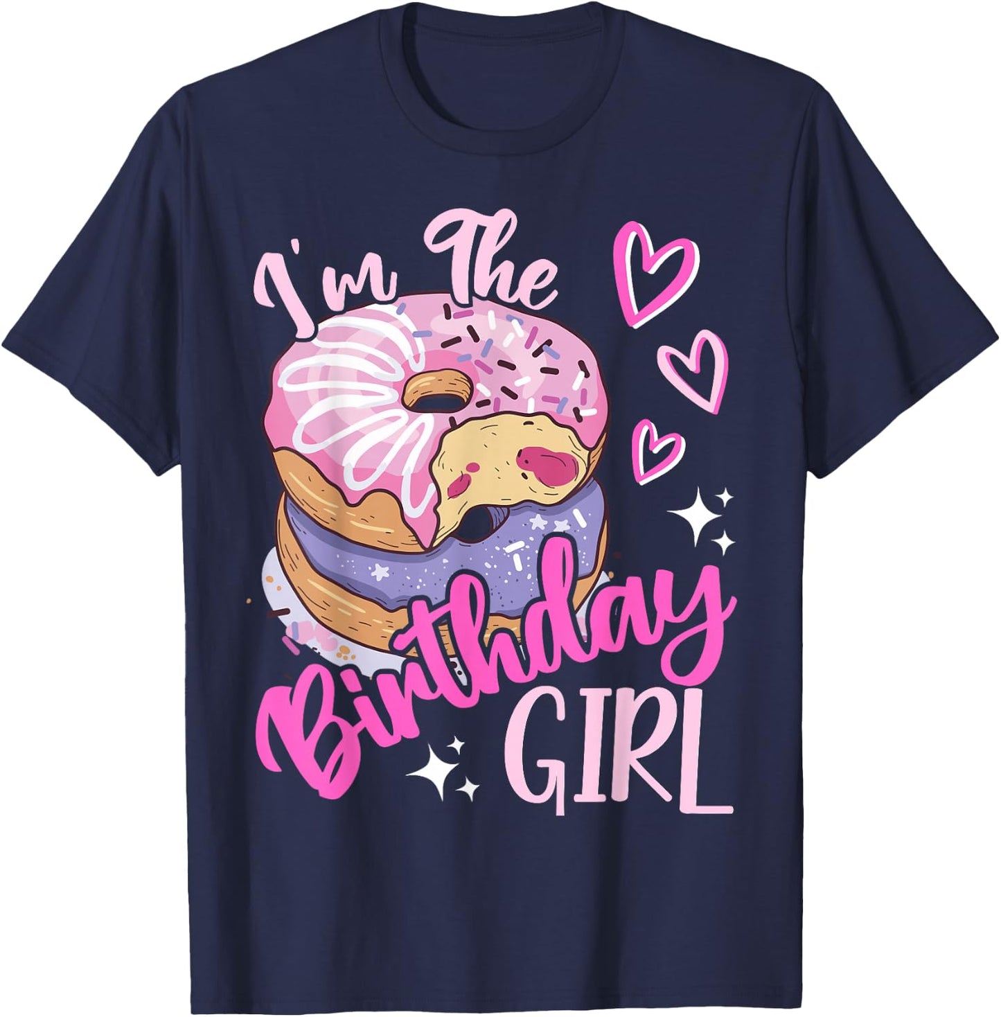 I'm The Birthday Girls Donut Birthday Party Theme Family T-Shirt - T-Shirt | Navy