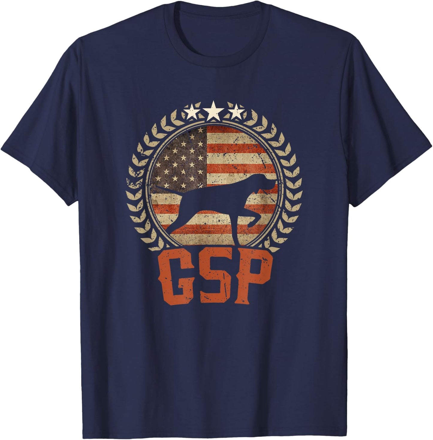 German Shorthaired Pointer American Flag Shirt GSP Patriotic T-Shirt - T-Shirt | Navy