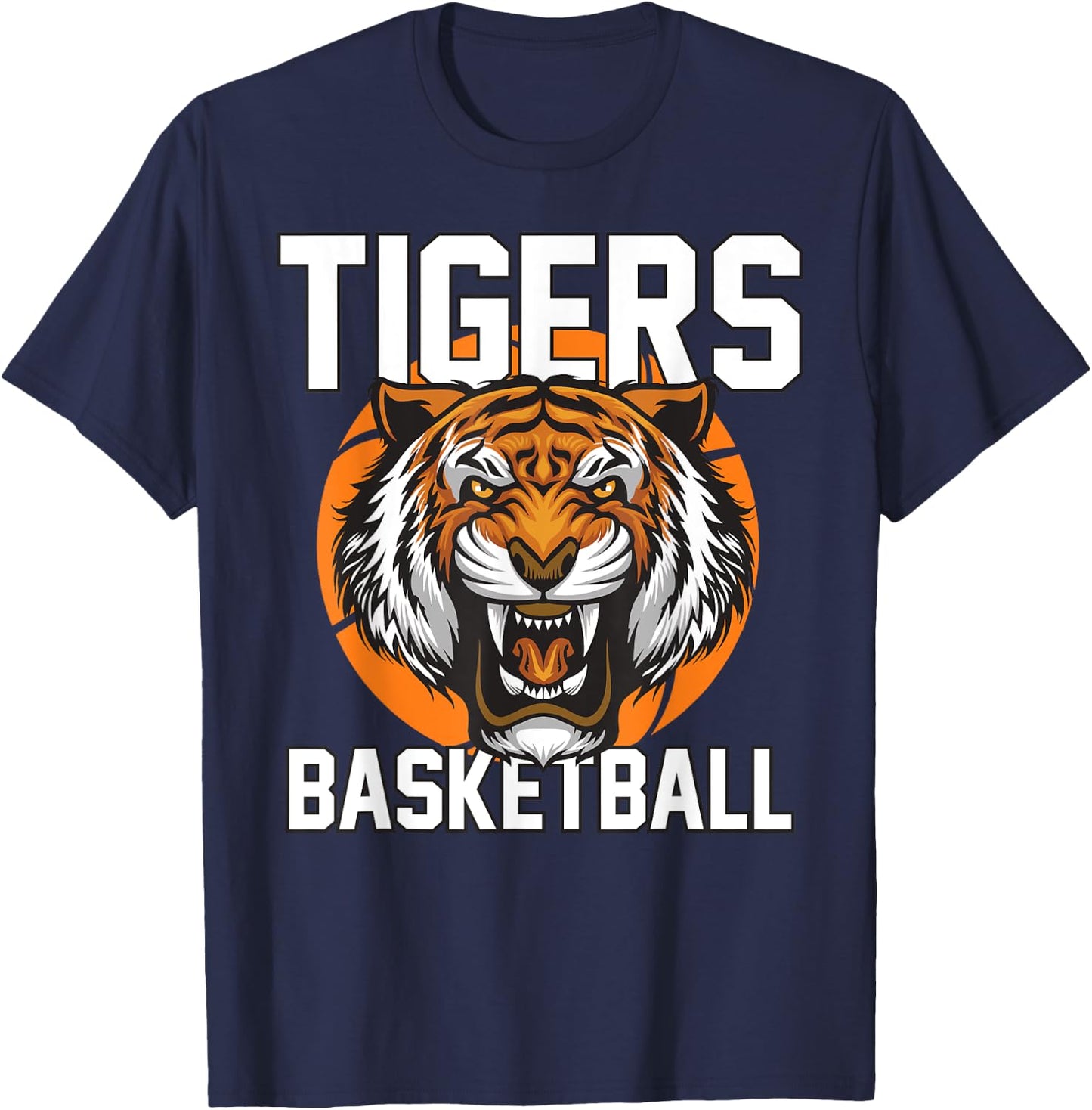 Tigers Basketball Designs Kids -Adults Basketball Fan Blue Small Classic Fit Short Sleeve T-Shirt - T-Shirt | Navy