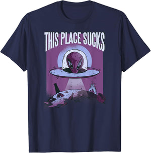Alien This Place Sucks I UFO T-Shirt - T-Shirt | Navy