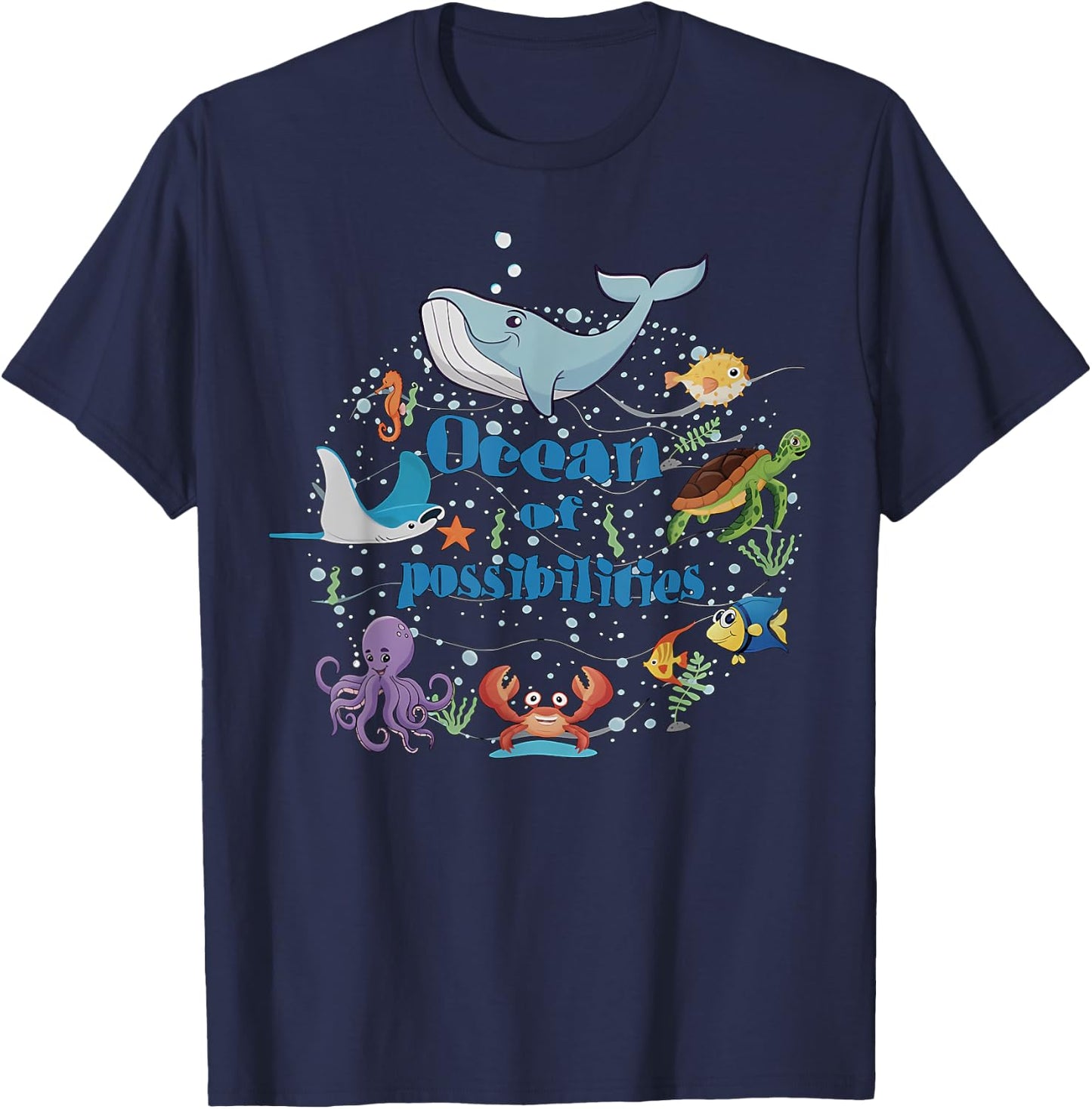Sea Animal Summer Reading Ocean of Possibilities Librarian T-Shirt - T-Shirt | Navy