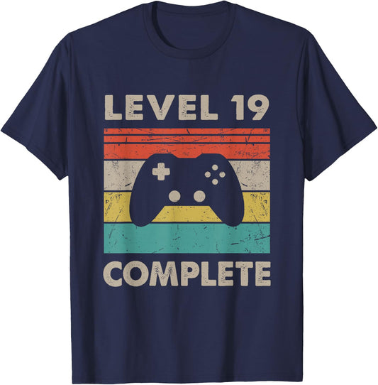 Level 19 Complete - 19th Wedding Anniversary & Her T-Shirt - T-Shirt | Navy