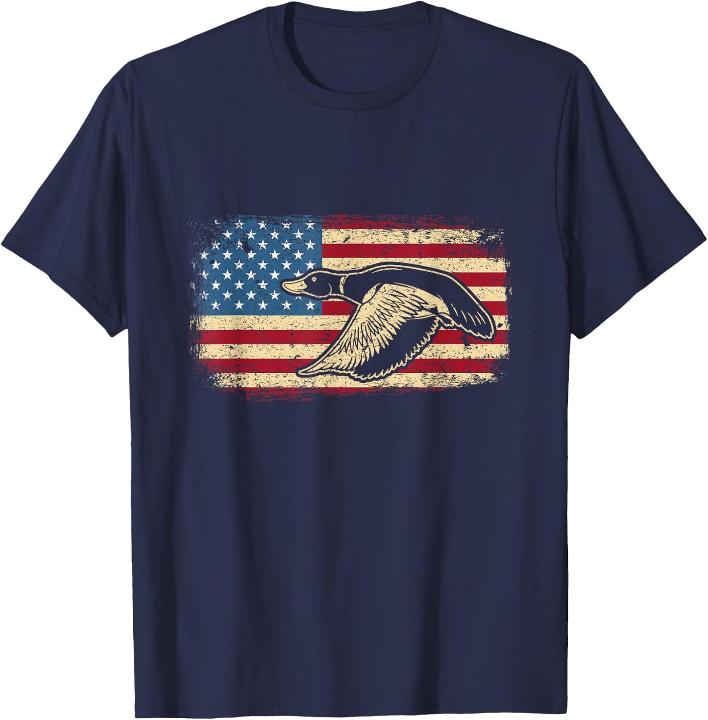 USA Flag Patriotic American Waterfowl Duck Hunting Men T-Shirt - T-Shirt | Navy