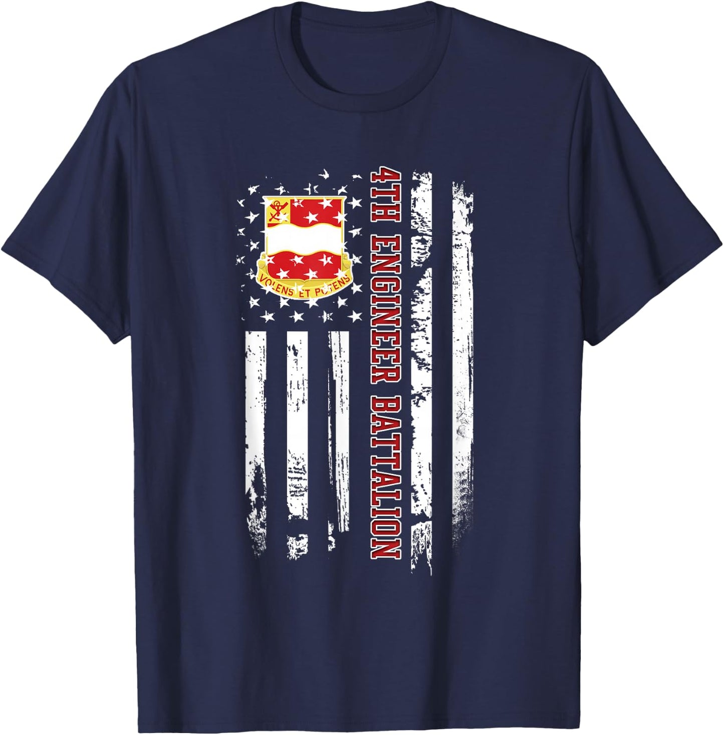 4th Engineer Battalion Veteran USA Flag Veterans Day Xmas Men T-Shirt - T-Shirt | Navy