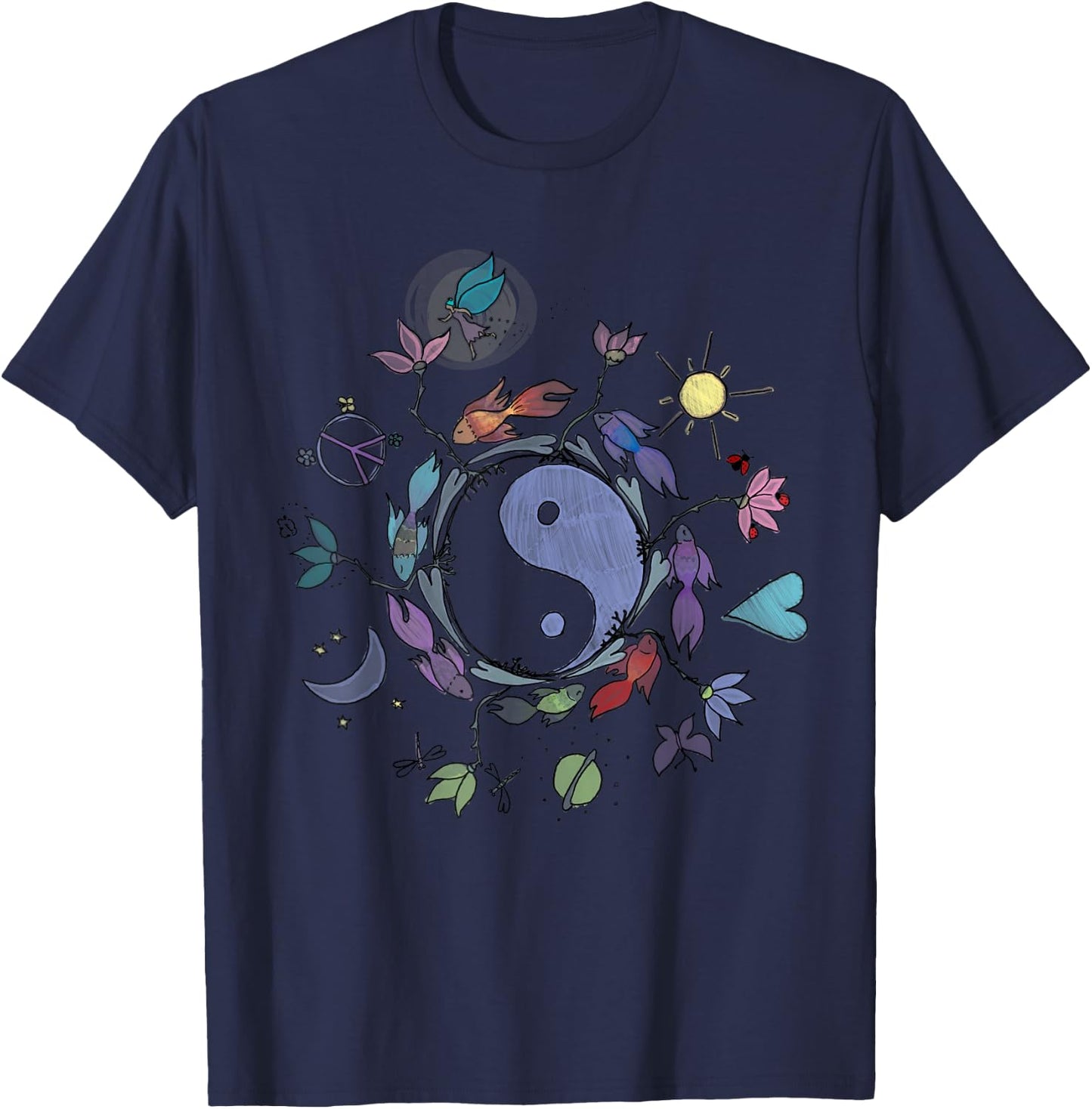 Ying Yang Shirt, Tai Chi T Shirt Design T-Shirt - T-Shirt | Navy