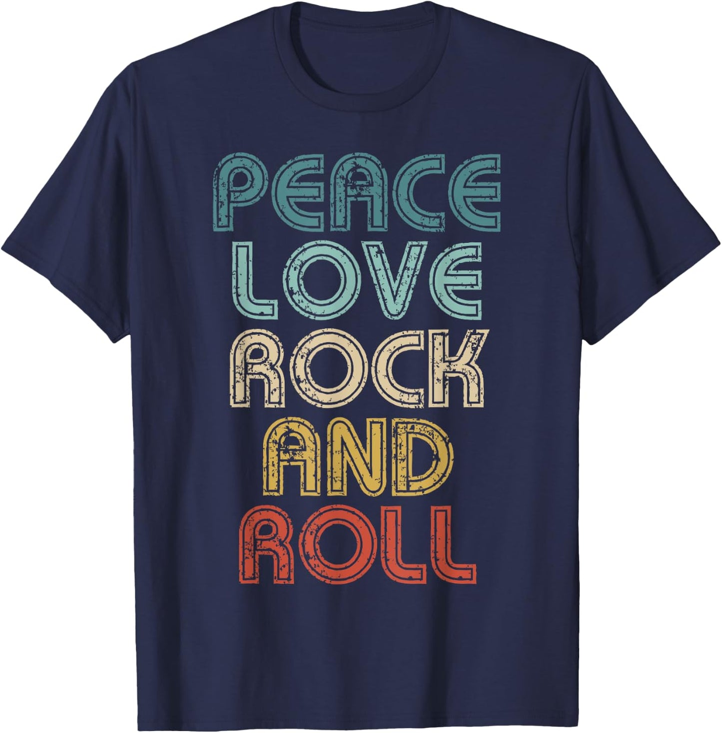 Peace Love Rock And Roll Rock´n´Roll Music T-Shirt - T-Shirt | Navy