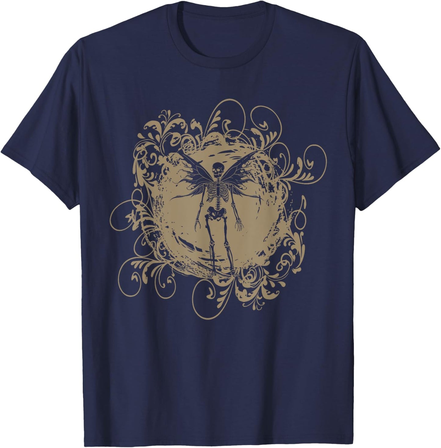Fairy Grunge Fairycore Aesthetic Skeleton Butterfly Gothic T-Shirt - T-Shirt | Navy