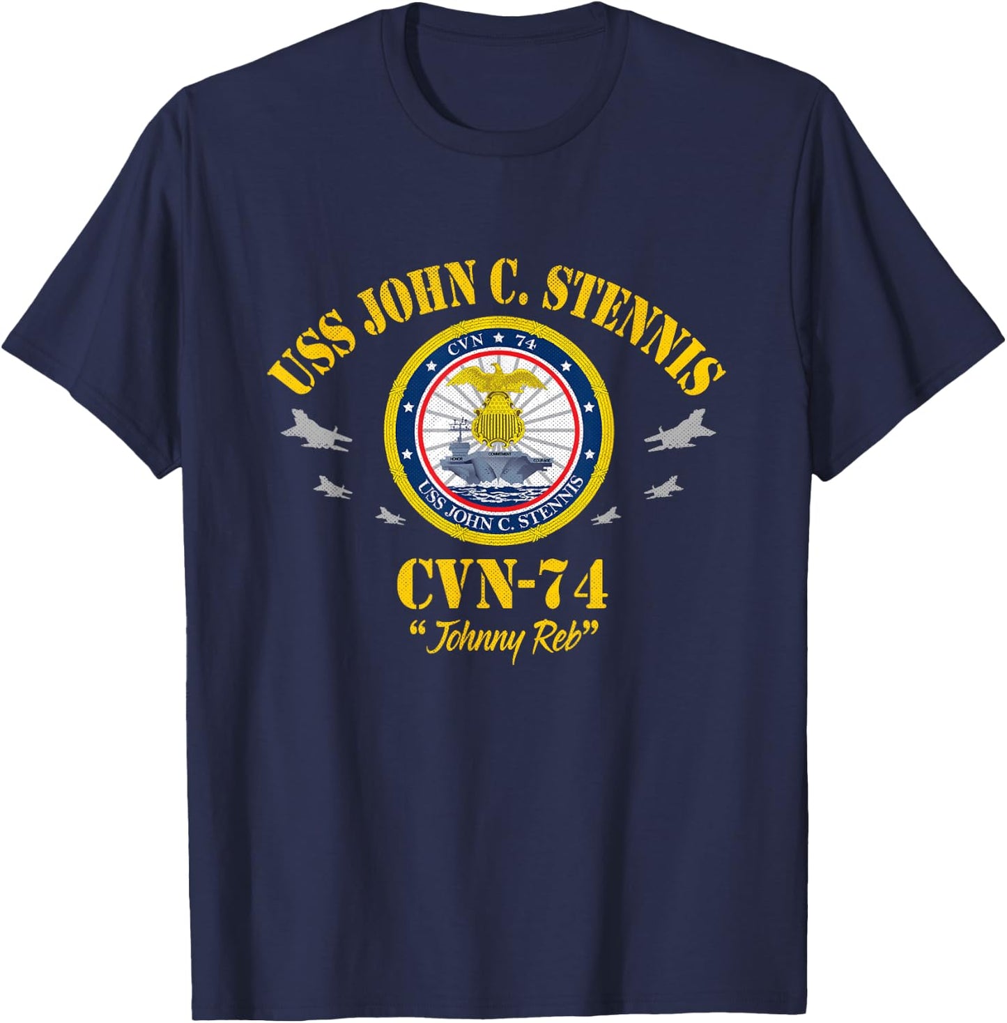 USS John C. Stennis CVN-74 Aircraft Carrier Veteran Flag T-Shirt - T-Shirt | Navy