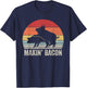 Vintage Retro Makin' Bacon Pork Bacon T-Shirt - T-Shirt | Navy