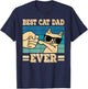 Best Cat Dad Ever Vintage Funny Cat Lover Retro Men T-Shirt - T-Shirt | Navy
