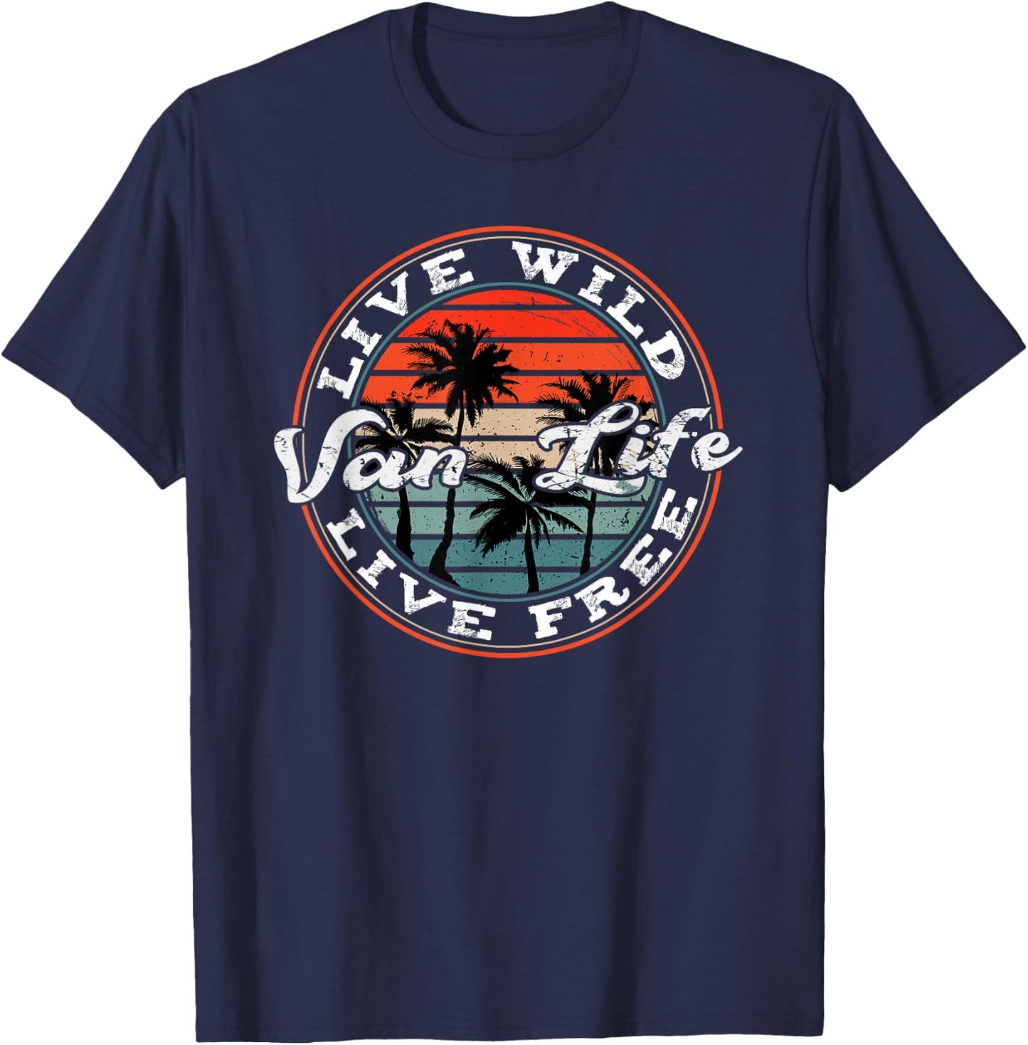 Retro Vintage Van Life Dwellers Vanlife Nomads T-Shirt - T-Shirt | Navy