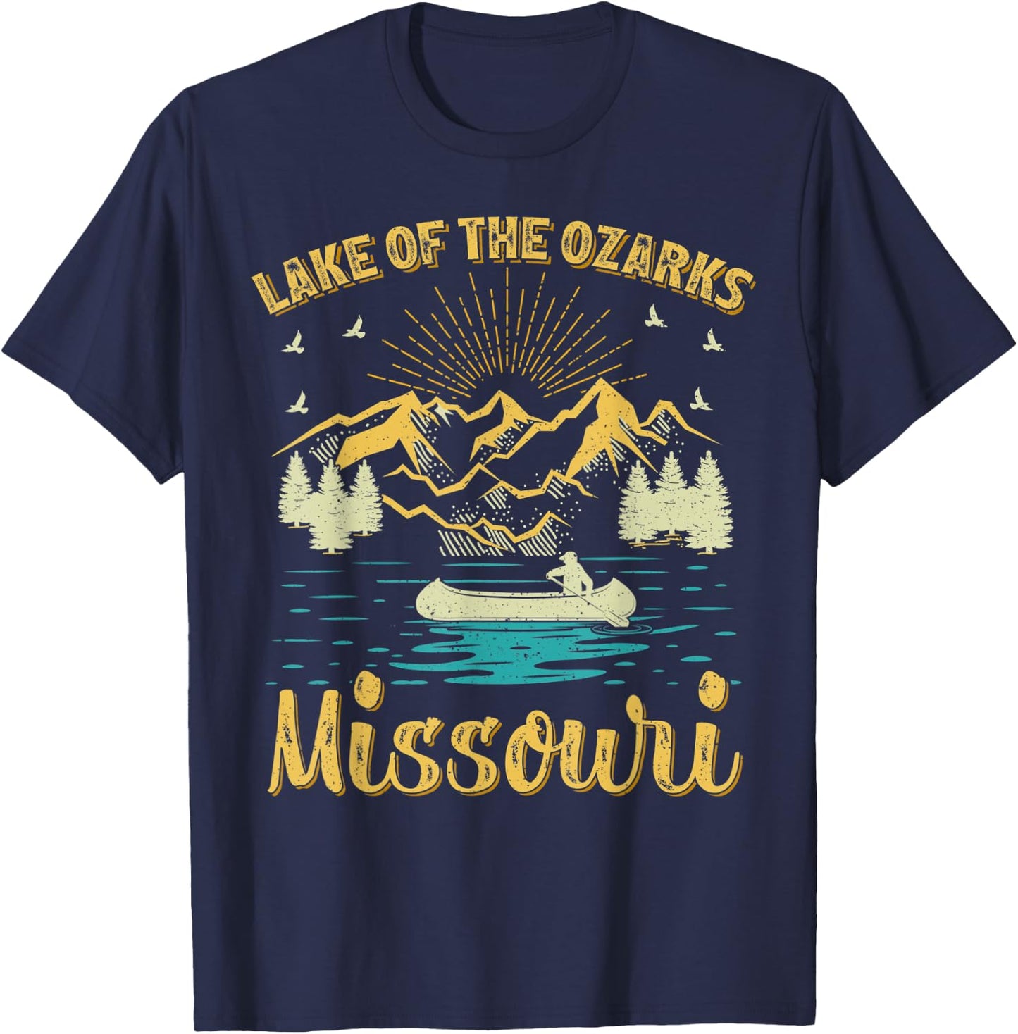 Summer Vacation Retro Mountain Missouri Lake Of The Ozarks Men Women Kids T-Shirt - T-Shirt | Navy