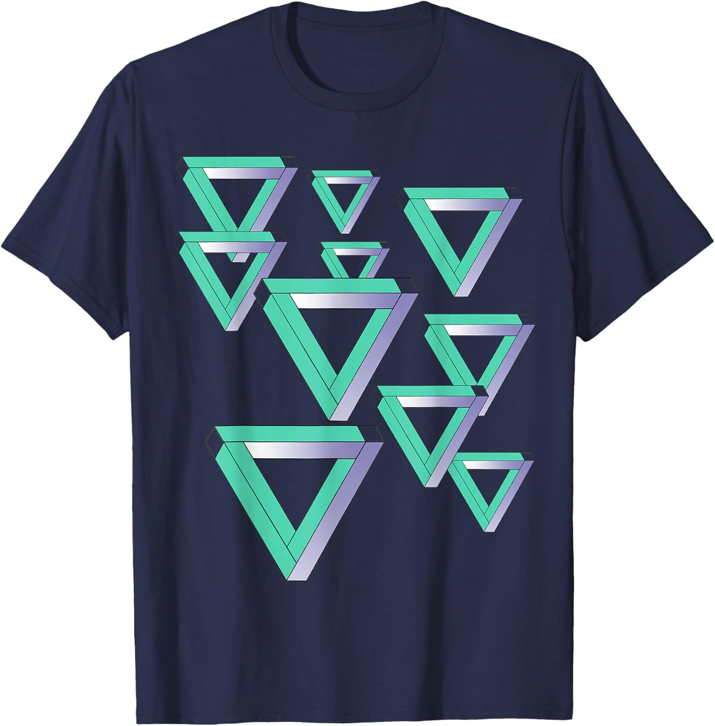 Funny Sheldon Nerdy Penrose Triangles Optical Illusion Geek T-Shirt - T-Shirt | Navy