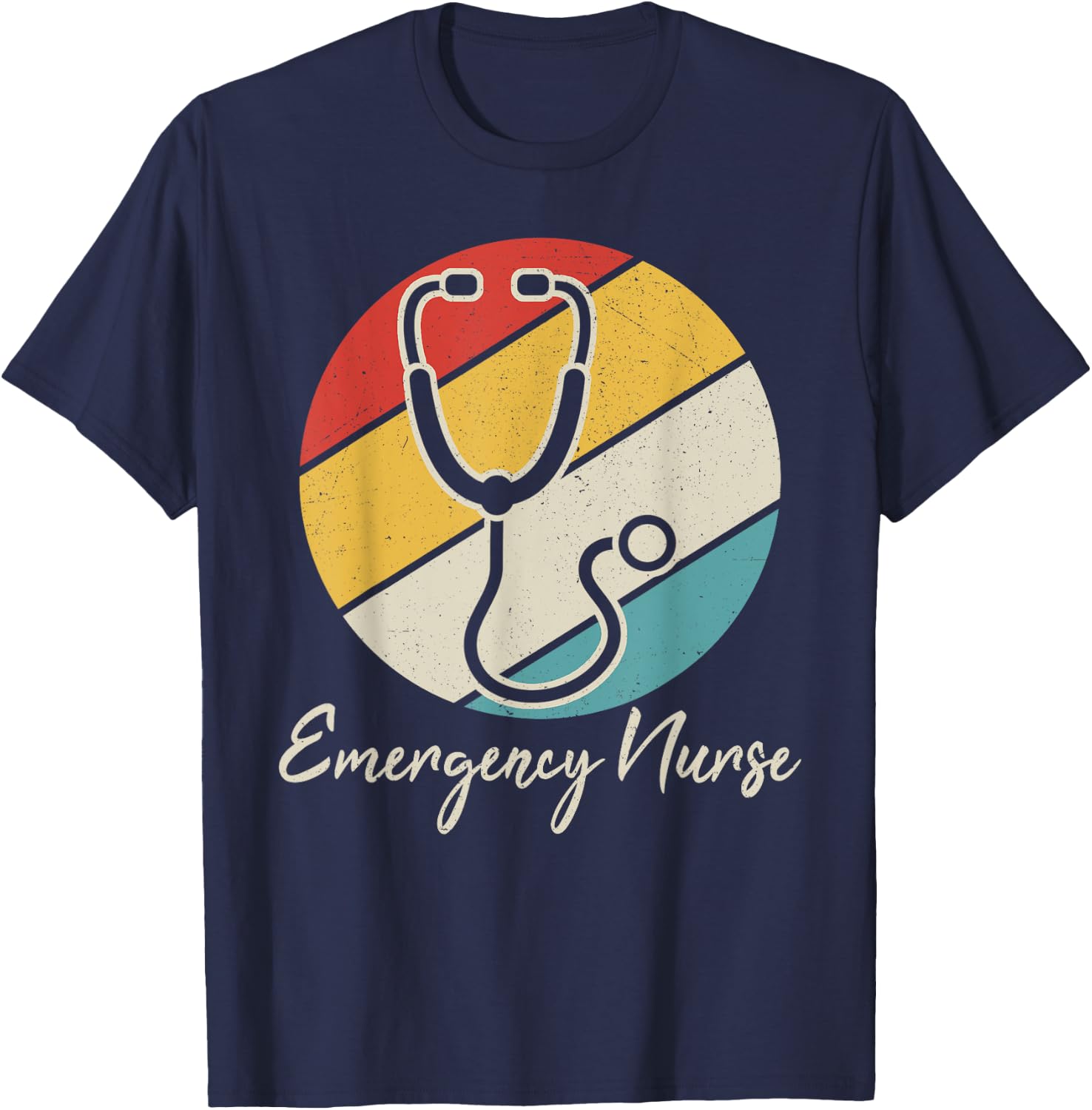 Retro Emergency Room Nurse Er Nursing Graduation T-Shirt - T-Shirt | Navy