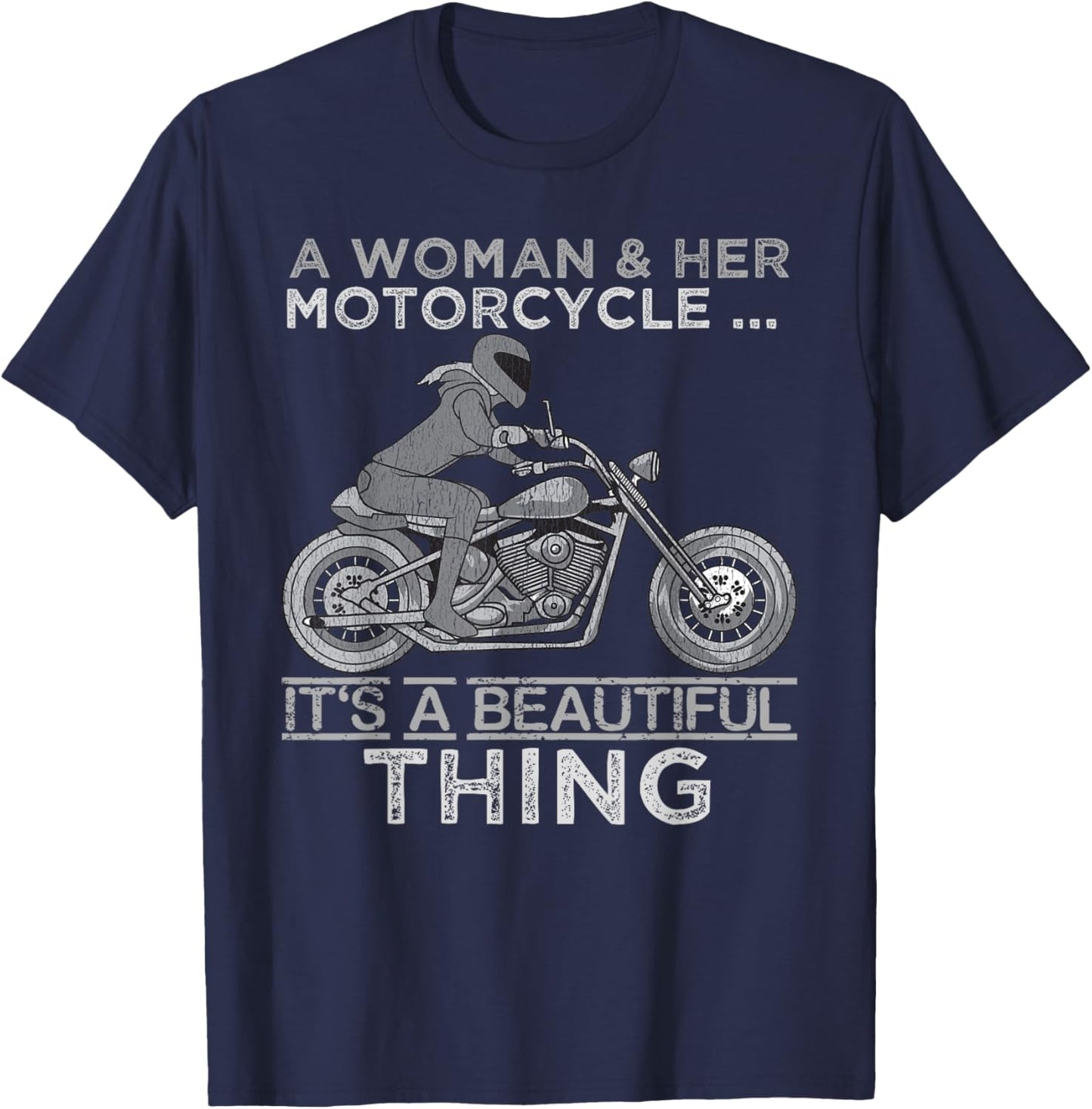 Motorcycle Women Female Motorcycle Gear Sexy Biker T-Shirt - T-Shirt | Navy