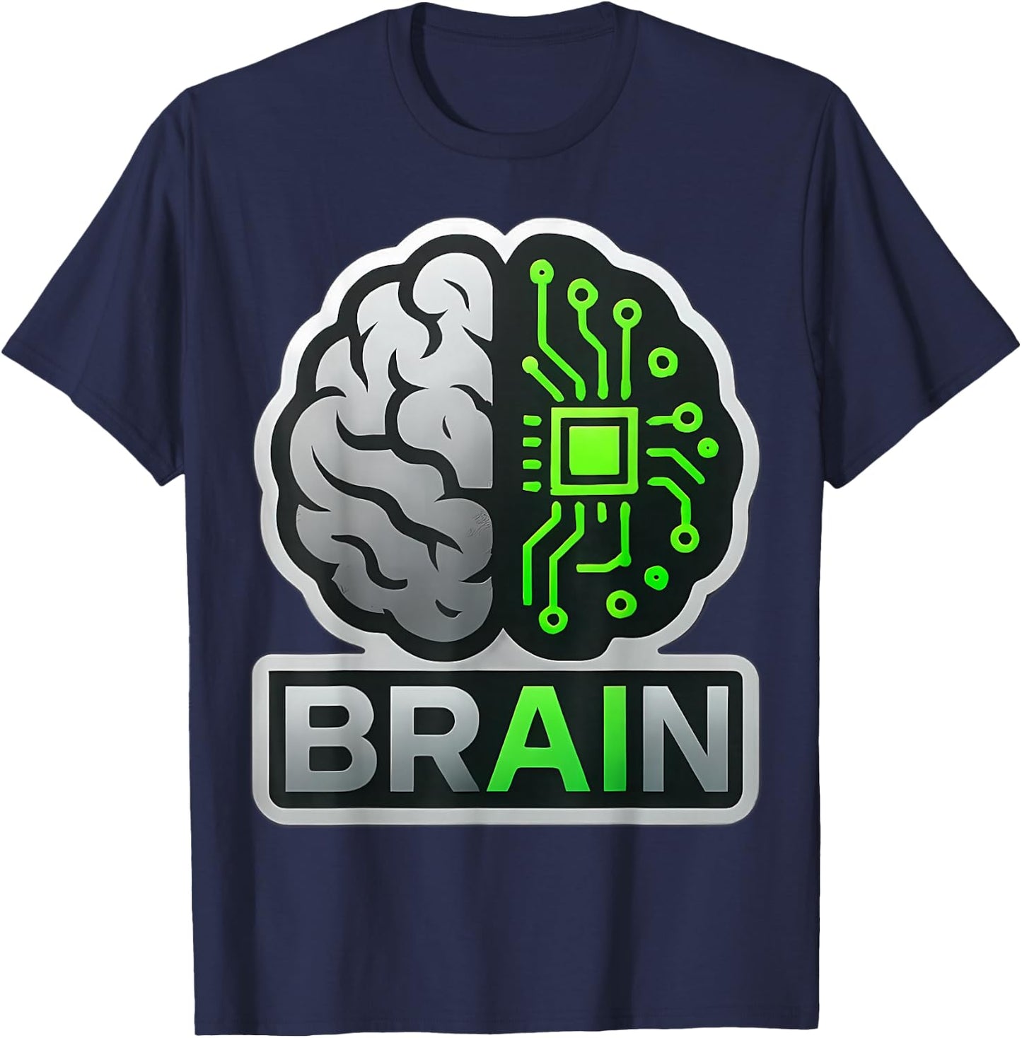 AI Brain Artificial Intelligence Engineer Specialist Coder T-Shirt - T-Shirt | Navy