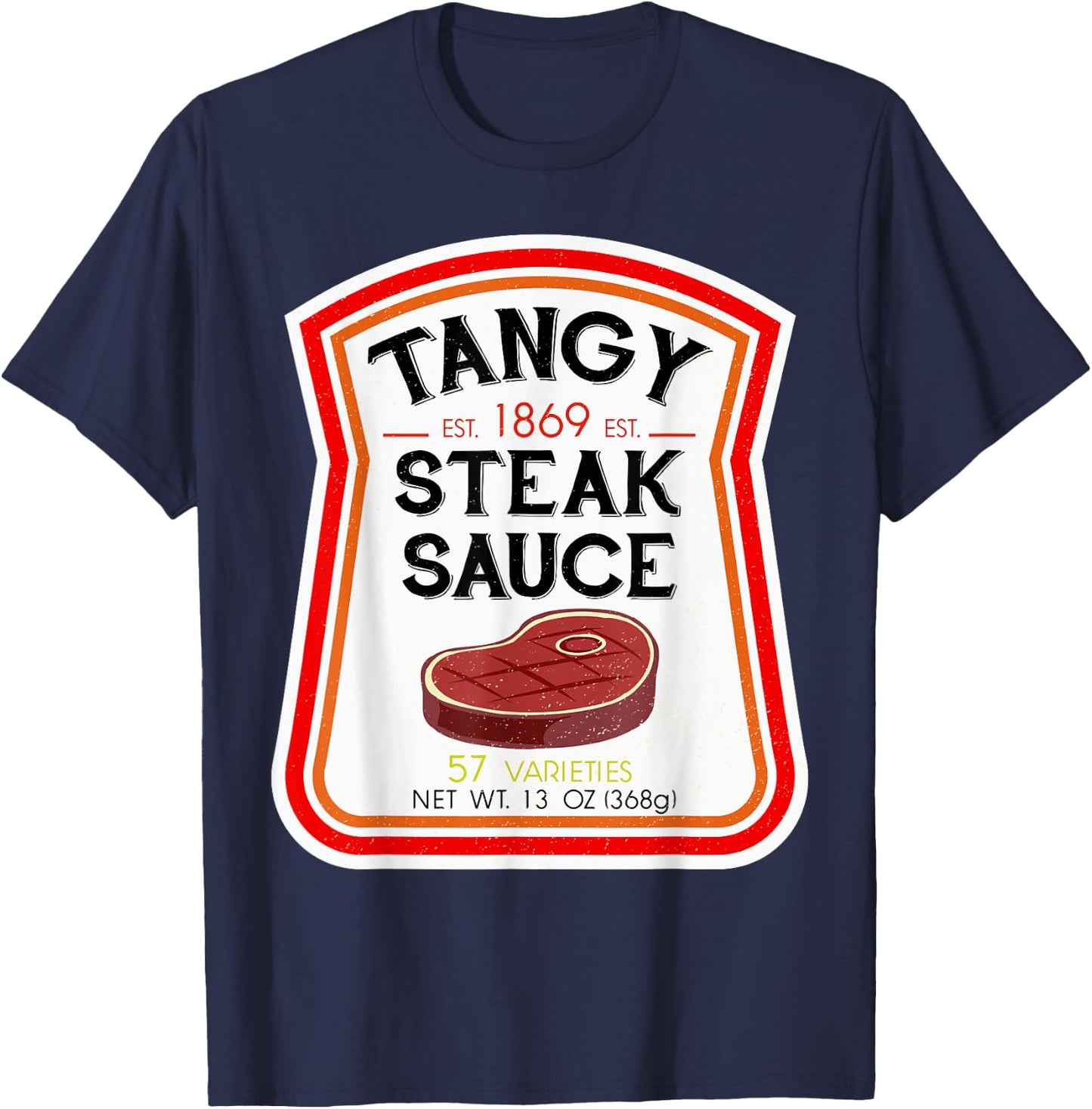 Steak Sauce Bottle Label Halloween 2021 Couples Costume T-Shirt - T-Shirt | Navy