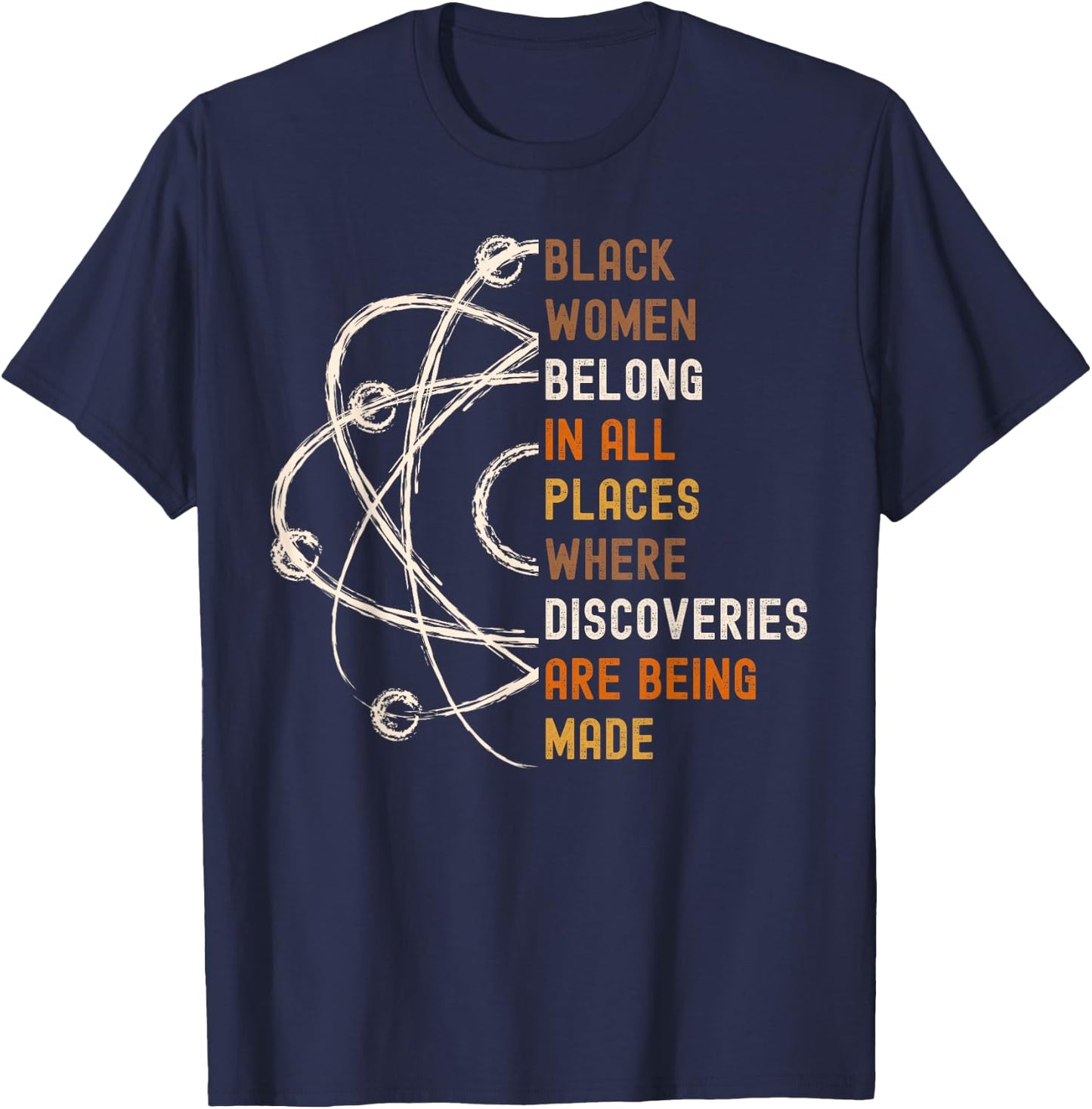 Black Women in Science, Girls in STEM Math, African Melanin T-Shirt - T-Shirt | Navy