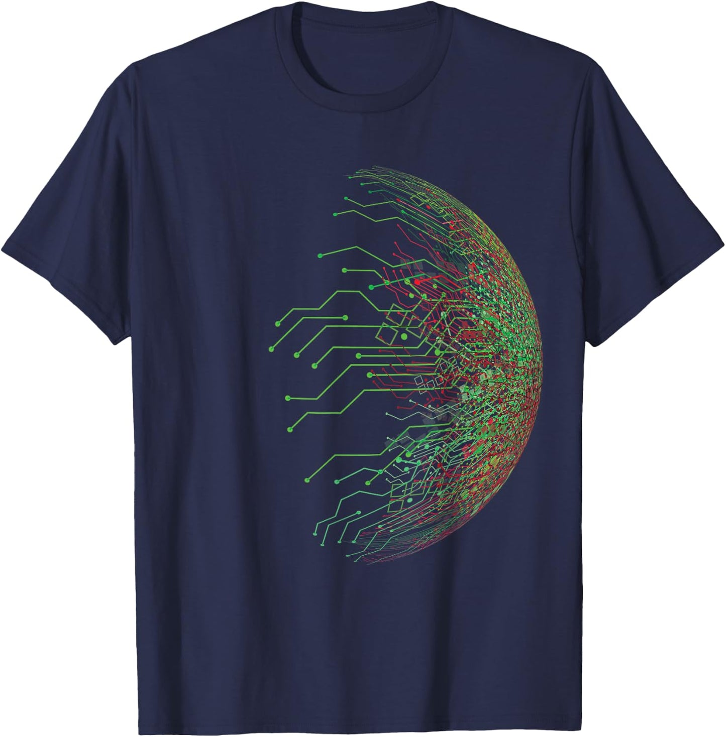 Abstract Circuit Board World Binary T-Shirt - T-Shirt | Navy