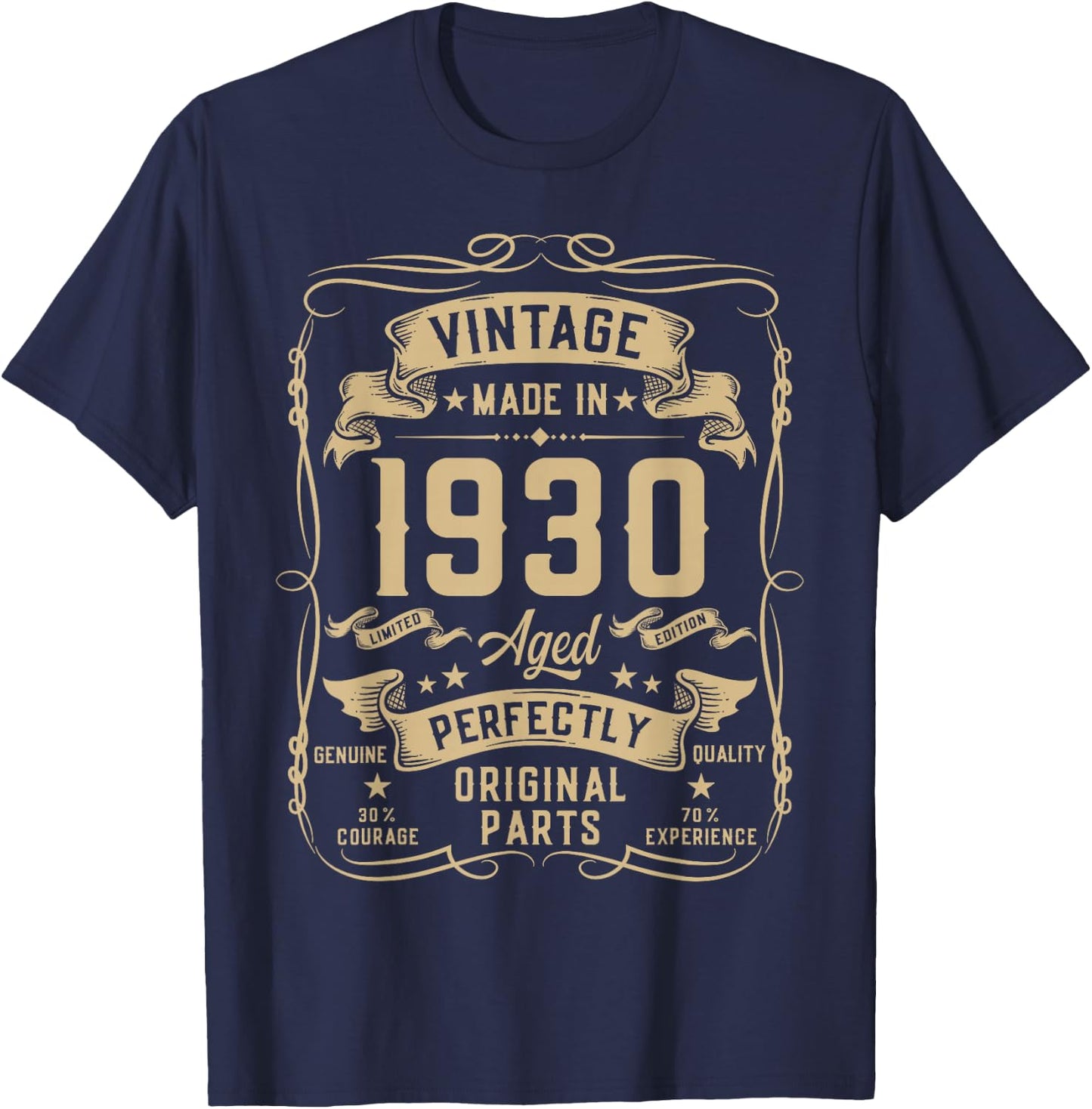 Vintage 1930 95yr 95th Birthday Gifts 95 Years Old T-Shirt - T-Shirt | Navy